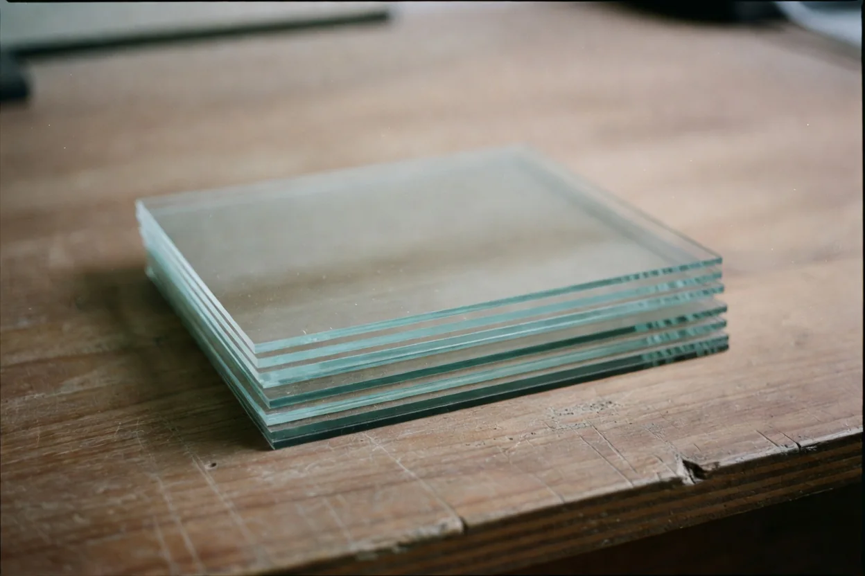 Cross-section diagram showing common residential glass thicknesses from 3 mm picture glass to 12 mm structural panels